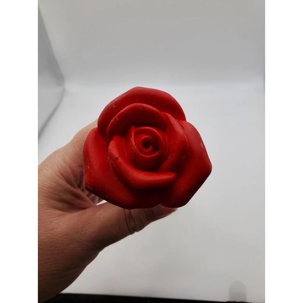 Rose In A Vase Ring Trinket Box Resin and Metal Velvety Lining 9